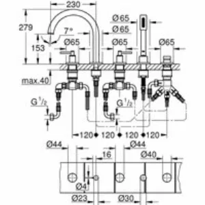 Смеситель для ванны GROHE Atrio двухвентильный, на 5 отверстий, на край ванны, теплый закат глянец (19922DA3) Смеситель для ванны GROHE Atrio двухвентильный, на 5 отверстий, на край ванны, теплый закат глянец (19922DA3)