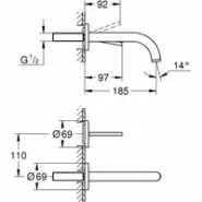Внешняя часть смесителя для раковины GROHE Atrio Joy настенного монтажа на 2 отверстия, теплый закат глянец (19287DA3)