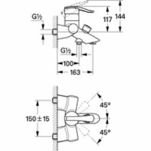 Смеситель для ванны GROHE Ectos однорычажный, хром (33397IP0) Смеситель для ванны GROHE Ectos однорычажный, хром (33397IP0)