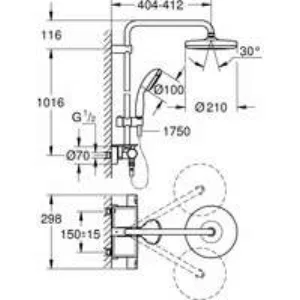 Душевая система GROHE Vitalio Start System 210 с термостатом для душа, хром (26814001) Душевая система GROHE Vitalio Start System 210 с термостатом для душа, хром (26814001)