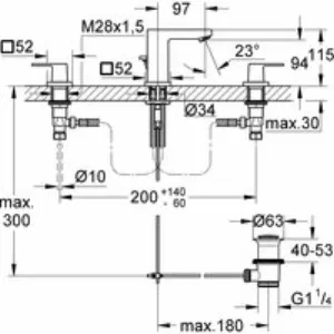 Смеситель для раковины GROHE Eurocube на 3 отверстия, суперсталь (20351DC0) Смеситель для раковины GROHE Eurocube на 3 отверстия, суперсталь (20351DC0)