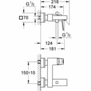 Смеситель для ванны GROHE Eurocube, суперсталь (23140DC0) Смеситель для ванны GROHE Eurocube, суперсталь (23140DC0)