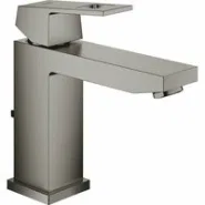 Смеситель для раковины GROHE Eurocube с донным клапаном, темный графит матовый (23445AL0)