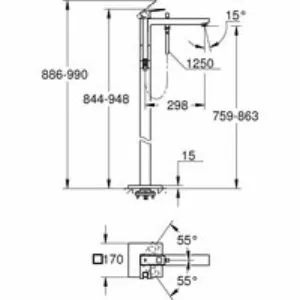 Внешняя часть смесителя для ванны GROHE Eurocube напольного монтажа, темный графит матовый (23672AL1) Внешняя часть смесителя для ванны GROHE Eurocube напольного монтажа, темный графит матовый (23672AL1)
