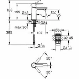 Смеситель для раковины GROHE Lineare с нажимным донным клапаном, темный графит матовый (23791AL1) Смеситель для раковины GROHE Lineare с нажимным донным клапаном, темный графит матовый (23791AL1)