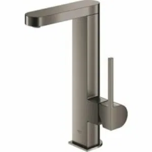 Смеситель для раковины GROHE Plus с донным клапаном и вытяжным изливом, темный графит матовый (23843AL3) Смеситель для раковины GROHE Plus с донным клапаном и вытяжным изливом, темный графит матовый (23843AL3)