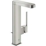 Смеситель для раковины GROHE Plus с донным клапаном и вытяжным изливом, суперсталь (23843DC3)