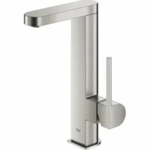 Смеситель для раковины GROHE Plus с донным клапаном и вытяжным изливом, суперсталь (23843DC3) Смеситель для раковины GROHE Plus с донным клапаном и вытяжным изливом, суперсталь (23843DC3)