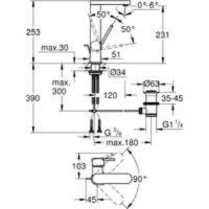 Смеситель для раковины GROHE Plus с донным клапаном, L-Size, темный графит матовый (23851AL3) Смеситель для раковины GROHE Plus с донным клапаном, L-Size, темный графит матовый (23851AL3)