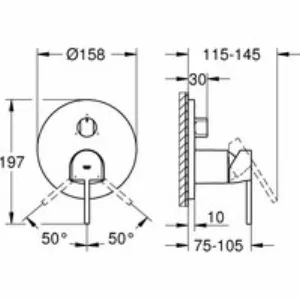 Внешняя часть смесителя для ванны GROHE Plus с переключателем на 3 положения, суперсталь (24093DC3) Внешняя часть смесителя для ванны GROHE Plus с переключателем на 3 положения, суперсталь (24093DC3)