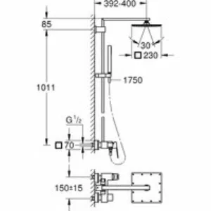 Душевая система GROHE Euphoria Cube 230 со смесителем для душа, хром (23147001) Душевая система GROHE Euphoria Cube 230 со смесителем для душа, хром (23147001)