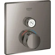 Внешняя часть термостата для душа GROHE Grohtherm SmartControl на 1 потребителя, квадратная, темный графит глянец (29123A00)