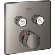 Внешняя часть термостата для душа GROHE Grohtherm SmartControl на 2 потребителя, квадратная, темный графит глянец (29124A00)