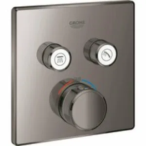 Внешняя часть термостата для душа GROHE Grohtherm SmartControl на 2 потребителя, квадратная, темный графит глянец (29124A00) Внешняя часть термостата для душа GROHE Grohtherm SmartControl на 2 потребителя, квадратная, темный графит глянец (29124A00)