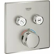 Внешняя часть термостата для ванны и душа GROHE Grohtherm SmartControl на 2 потребителя, квадратная, суперсталь (29124DC0)