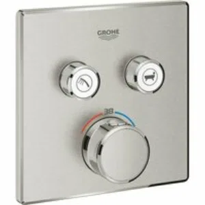 Внешняя часть термостата для ванны и душа GROHE Grohtherm SmartControl на 2 потребителя, квадратная, суперсталь (29124DC0) Внешняя часть термостата для ванны и душа GROHE Grohtherm SmartControl на 2 потребителя, квадратная, суперсталь (29124DC0)