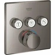 Внешняя часть термостата для душа GROHE Grohtherm SmartControl на 3 потребителя, квадратная, темный графит глянец (29126A00)