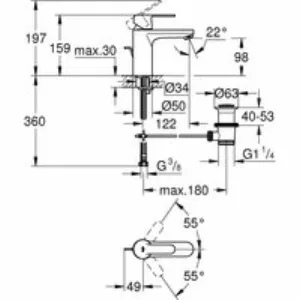 Смеситель для раковины GROHE Ge с донным клапаном, хром (23454000) Смеситель для раковины GROHE Ge с донным клапаном, хром (23454000)