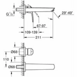 Внешняя часть смесителя для раковины GROHE Eurosmart на 2 отверстия, M-Size, хром (29338003) Внешняя часть смесителя для раковины GROHE Eurosmart на 2 отверстия, M-Size, хром (29338003)