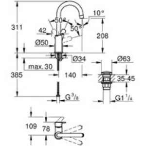 Смеситель для раковины GROHE Eurosmart, L-size, хром (23970003) Смеситель для раковины GROHE Eurosmart, L-size, хром (23970003)