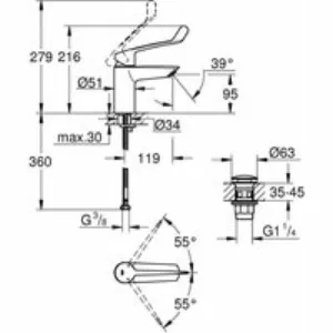 Смеситель для раковины GROHE Eurosmart, S-size, хром (23982003) Смеситель для раковины GROHE Eurosmart, S-size, хром (23982003)