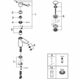 Смеситель для раковины GROHE Eurosmart, S-size, хром (23982003) Смеситель для раковины GROHE Eurosmart, S-size, хром (23982003)