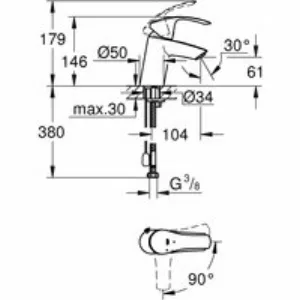 Смеситель для раковины GROHE Eurosmart, S-size, хром (23372002) Смеситель для раковины GROHE Eurosmart, S-size, хром (23372002)