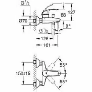 Смеситель для ванны GROHE Eurosmart, хром (33300002) Смеситель для ванны GROHE Eurosmart, хром (33300002)