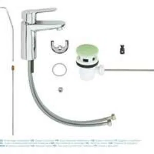 Смеситель для раковины GROHE Start Edge с донным клапаном, хром (23342000) Смеситель для раковины GROHE Start Edge с донным клапаном, хром (23342000)