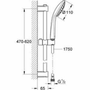 Душевой гарнитур GROHE QuickFix Vitalio Joy 110 Duo, 2 режима струи, душевая штанга 600 мм, 9,5 л/мин, хром (27326000) Душевой гарнитур GROHE QuickFix Vitalio Joy 110 Duo, 2 режима струи, душевая штанга 600 мм, 9,5 л/мин, хром (27326000)