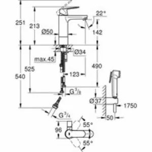 Смеситель для раковины GROHE Eurosmart Cosmopolitan с гигиеническим душем, M-size, хром (24191000) Смеситель для раковины GROHE Eurosmart Cosmopolitan с гигиеническим душем, M-size, хром (24191000)
