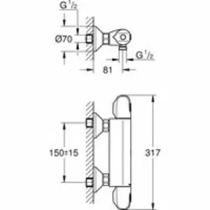 Термостат для душа GROHE Grohtherm 1000, хром (34814003) Термостат для душа GROHE Grohtherm 1000, хром (34814003)