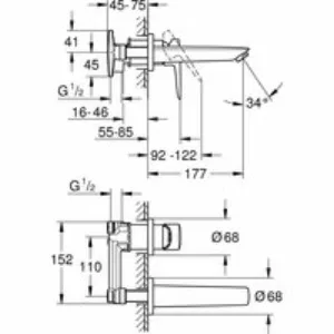Смеситель для раковины GROHE BauEdge в комплекте с монтажной частью, хром (20474001) Смеситель для раковины GROHE BauEdge в комплекте с монтажной частью, хром (20474001)