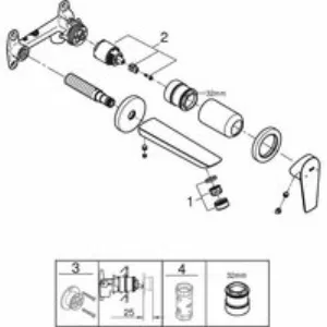 Смеситель для раковины GROHE BauEdge в комплекте с монтажной частью, хром (20474001) Смеситель для раковины GROHE BauEdge в комплекте с монтажной частью, хром (20474001)