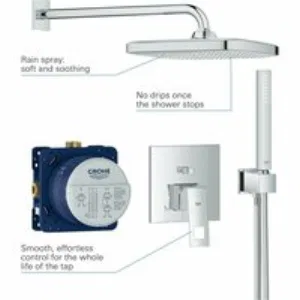 Душевая система GROHE Eurocube, с верхним душем Tempesta 250 Cube, хром (25239000) Душевая система GROHE Eurocube, с верхним душем Tempesta 250 Cube, хром (25239000)
