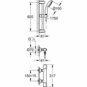 Термостат для душа GROHE Grohtherm 500 с душевым гарнитуром, хром (34796000) Термостат для душа GROHE Grohtherm 500 с душевым гарнитуром, хром (34796000)