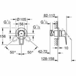 Смеситель для душа GROHE BauLoop в комплекте с монтажной частью, хром (29042001) Смеситель для душа GROHE BauLoop в комплекте с монтажной частью, хром (29042001)