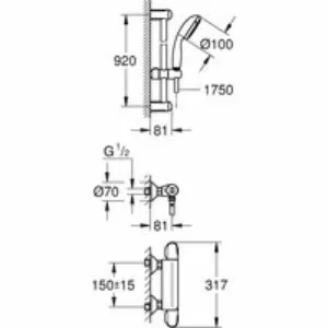 Термостат для душа GROHE Grohtherm 1000 с душевым гарнитуром, хром (34824004) Термостат для душа GROHE Grohtherm 1000 с душевым гарнитуром, хром (34824004)