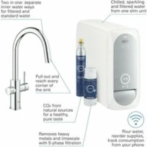 Смеситель для кухни GROHE Blue Home с системой фильтрации, охлаждения и газирования воды, Wi-Fi, хром (31541000) Смеситель для кухни GROHE Blue Home с системой фильтрации, охлаждения и газирования воды, Wi-Fi, хром (31541000)