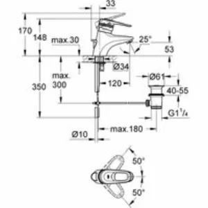 Смеситель для раковины GROHE Europlus с донным клапаном, хром (33153000) Смеситель для раковины GROHE Europlus с донным клапаном, хром (33153000)