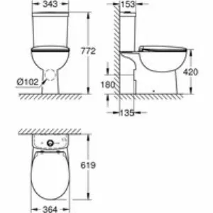 Унитаз напольный GROHE Bau Ceramic с бачком и сиденьем, альпин-белый (39604000) Унитаз напольный GROHE Bau Ceramic с бачком и сиденьем, альпин-белый (39604000)