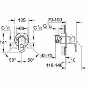 Набор для гигиенического душа GROHE BauLoop скрытого монтажа, хром (125078) Набор для гигиенического душа GROHE BauLoop скрытого монтажа, хром (125078)
