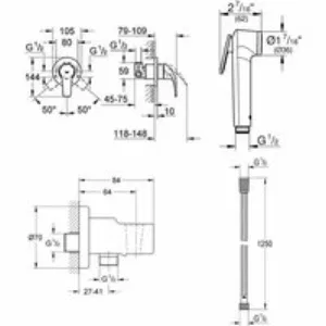 Набор для гигиенического душа, GROHE BauCurve, хром (123072) Набор для гигиенического душа, GROHE BauCurve, хром (123072)