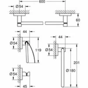 Набор аксессуаров GROHE Essentials (4 предмета), хром (40776001) Набор аксессуаров GROHE Essentials (4 предмета), хром (40776001)