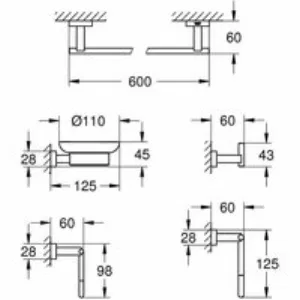 Набор аксессуаров GROHE Essentials Cube (5 предметов), хром (40758001) Набор аксессуаров GROHE Essentials Cube (5 предметов), хром (40758001)