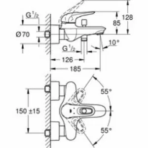Смеситель для ванны GROHE Eurostyle, хром (33591003) Смеситель для ванны GROHE Eurostyle, хром (33591003)