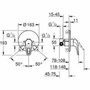 Смеситель для душа GROHE Eurostyle в комплекте с монтажной частью, хром (33635003) Смеситель для душа GROHE Eurostyle в комплекте с монтажной частью, хром (33635003)