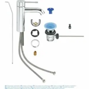 Смеситель для раковины GROHE Essence с донным клапаном, S-size, хром (23589001) Смеситель для раковины GROHE Essence с донным клапаном, S-size, хром (23589001)