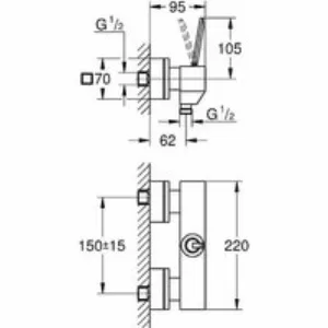 Смеситель для душа GROHE Eurocube Joy, хром (23665000) Смеситель для душа GROHE Eurocube Joy, хром (23665000)