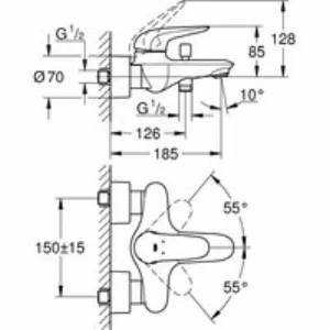 Смеситель для ванны GROHE Eurostyle, хром (23726003) Смеситель для ванны GROHE Eurostyle, хром (23726003)